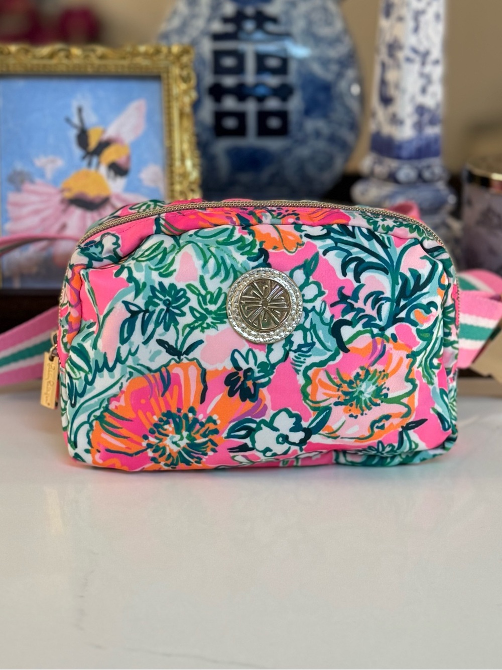 🩷 NWOT LILLY  PULITIZER PRINTED BELT BAG AND SOLEIL  PINK PERFECT POPPY!!